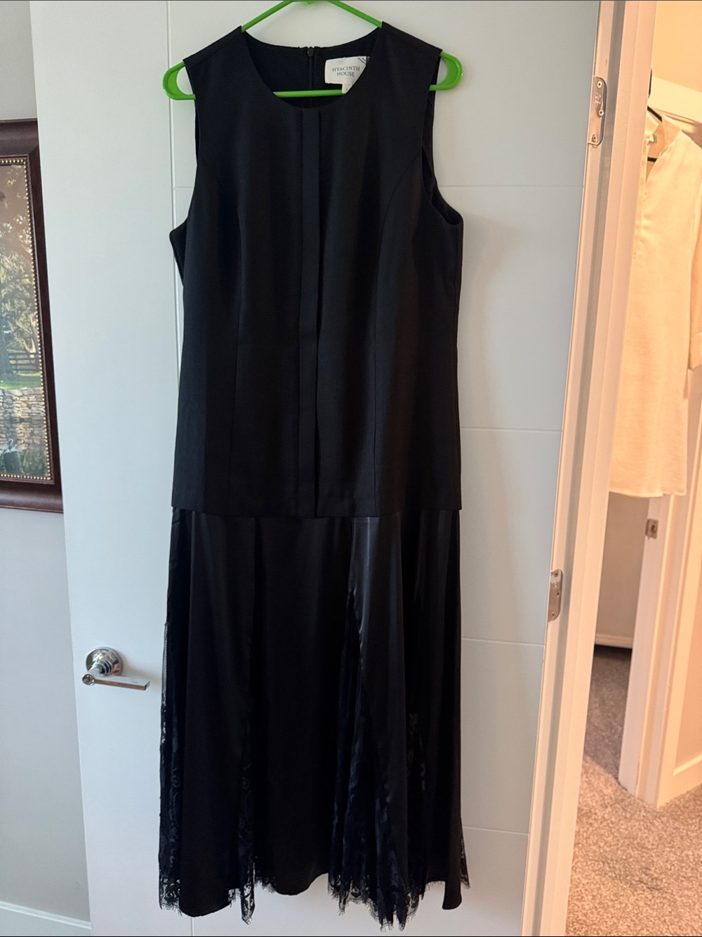 Hyacinth House Sleeveless Black Midi Dress with Lace Hem